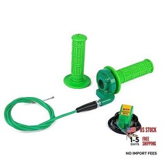 New 7/8″ 22mm Twist Throttle Accelerator Handle Grips and Cable Set with Green