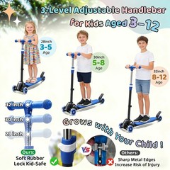 Hangmaicome Kick Scooter For Kids Ages 3-12 Stable Three Wheeledlight-Up Wheels