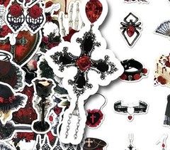 30Pcs Random Gothic Punk Romance Dark Red Medieval Vampire Waterproof Stickers