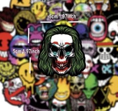 30Pcs Random Gothic Skull Spooky Faces Horror Ghoul Graffiti Waterproof Stickers