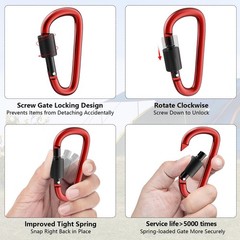 8 Pack 3In Locking Carabiners D Ring Clips Spring Snap Hook for Camping Fishing
