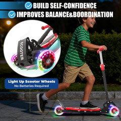 3 Wheel Scooter for Kids Ages 3-12, LED Light-Up Kids Kick Scooter–Portable Fold