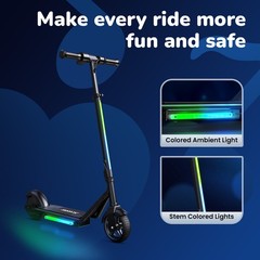 Kids Electric Scooter 150W Age 6-14 Kick E-Scooter Adjustable Height 3 Speed LED