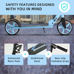 Non-Electric Scooters for Kids Ages 6+, Teens & Adults. Foldable Kick Blue