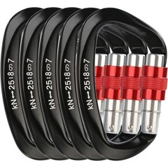 5Pcs Black 25KN D Shape Duty Screwgate Locking Carabiner For Climbing Caving eq