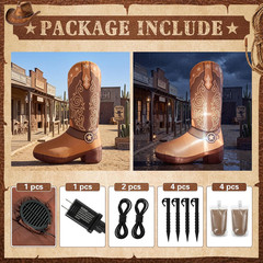 7 Ft Giant Western Boots Inflatable Party Decor Blow up Rodeo Cowboy Boots Built