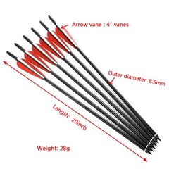12Pcs 20» Archery Carbon Crossbow Bolt Arrows+12Pcs 100Grain Broadheads Hunting