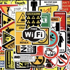 50 warning theme waterproof sticker skateboards bicycle PC Graffiti Decals Mix