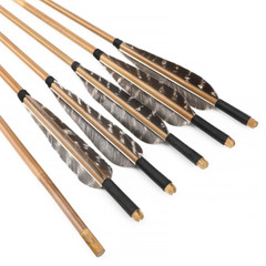 12X 33» Bamboo Arrows 5″Natural Feather Archery Longbow Arrowheads Hunting