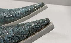 El General Pointed Toe Blue Silver Glitter Western Cowboy Boots Size 10.5