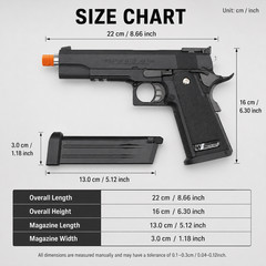 Airsoft 6mm GBB Full Al Alloy Metal Pistol Semi Auto w Extra Magazine Set