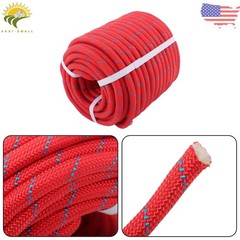 1/2in × 125ft Double Braided Polyester Rope Breaking Strength 8400 Pounds Red