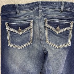 Ariat Women’s Denim Breech Size 28L Knee Patch Rider Pants Indigo Embroidered