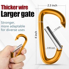 4″ & 5″ Extra Large Aluminum Carabiner D Ring, Caribeener 4 inch yellow-4″