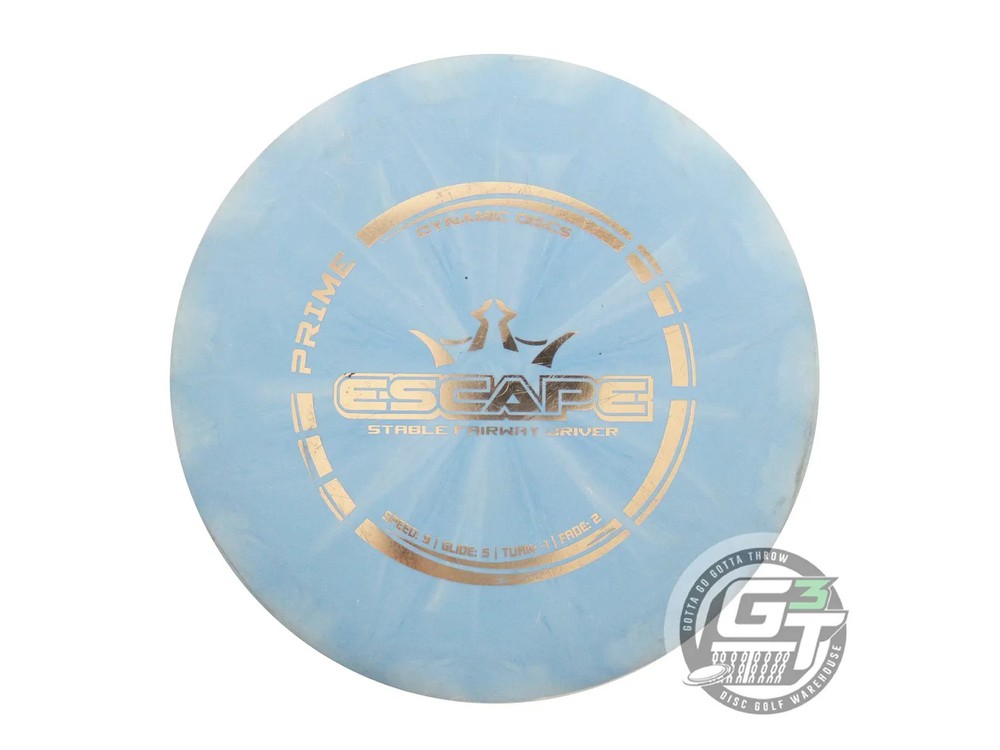USED Dynamic Discs Prime Burst Escape 174g Sky Blue Gold Foil Driver Golf Disc