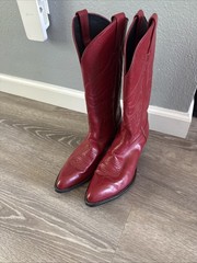 Vintage Tony Lama Women’s Red Leather Western Cowboy Boots, US Size 8B