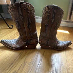 Black Jack Python Snakeskin Leather Western Cowboy Boots Men’s 8.5D Brown
