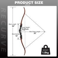 Archery 62″ ILF Takedown Recurve Bow 25-60lbs Outdoor Hunting Shooting Target