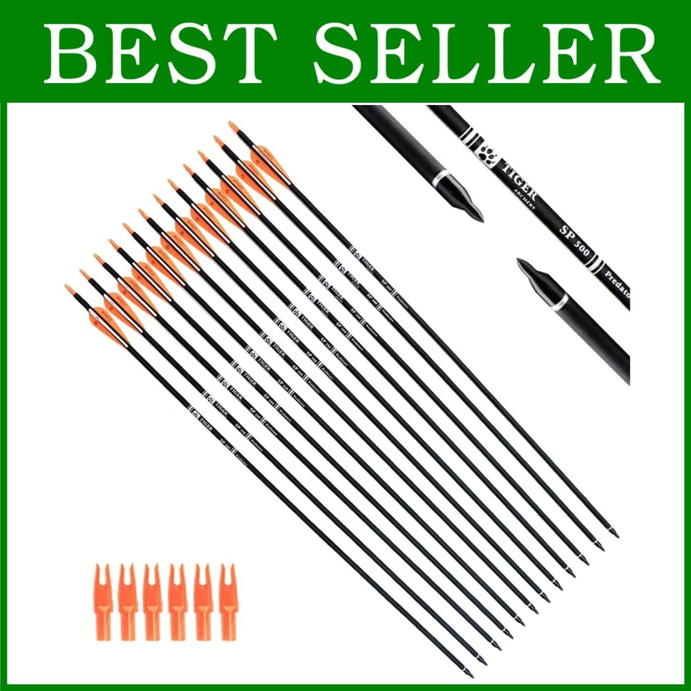 12 Pack 30″ Carbon Arrows for Hunting & Target Practice=