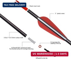 Elong 6/12PCS 26/28/30″ Arrows for Compound Bows,Carbon Hunting Arrows for Arche