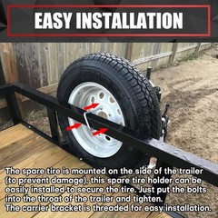 U-Bolt Trailer Spare Tire Bracket, Spare Tire Carrier Galvanized Threaded Spa…