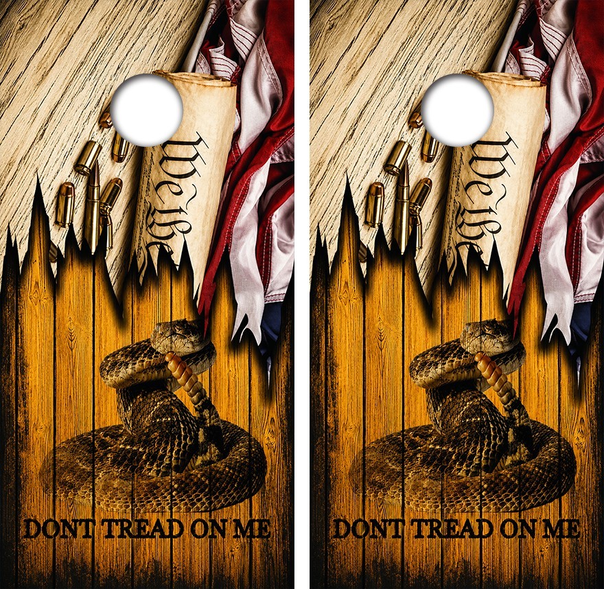 Don’t Tread on Me Cornhole Board Wrap LAMINATED Decal Vinyl Sticker #5037