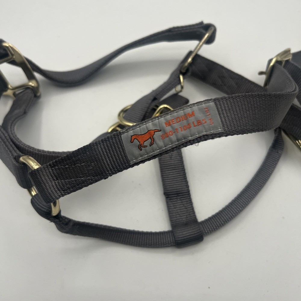 HORSE SIZE-READY MADE – Medium Grey Halter Set made of Nylon 800-1100 Lbs