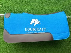 Blue Wool Felt Saddle Pad with Leather | Western Riding Pad | 30X30″ & 32X32″