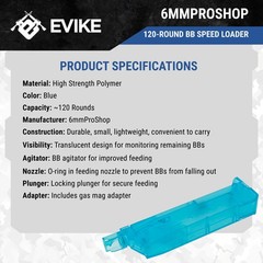 Evike Airsoft – 6mmProShop 121.39mm x 37.03mm x 18.52mm, Small ~120rds / Blue