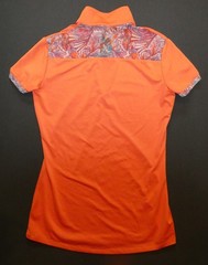 R.J. Classics orange/multicolor print 37.5 short-sleeved equestrian shirt Sz XS