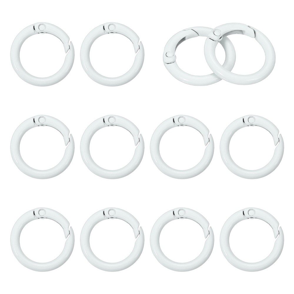 1″ Spring O Rings, Spring Snap Keyring for Handbag, 12 Pack White