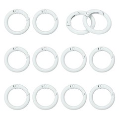 1″ Spring O Rings, Spring Snap Keyring for Handbag, 12 Pack White