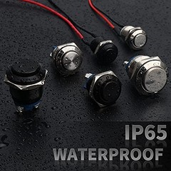 5pcs 19mm Momentary Push Button Switch Black Shell, IP65 19mm Black Shell