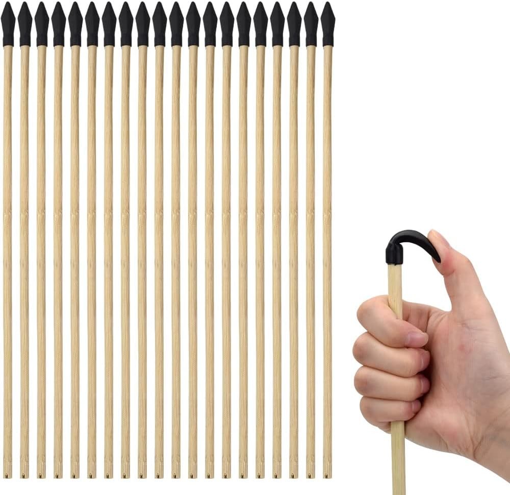 20 Pcs Wooden Arrows Soft Rubber Tips, 17 Inch Handmade Wooden Toy Arrow for