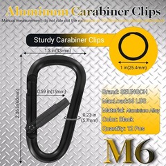 13 Colors Heavy Duty Aluminum D Carabiner Clips & Key Rings, Black & Sliver C…