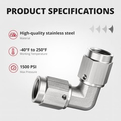 3AN Female to 3AN Female 90 Degree Swivel Brake Line Fitting, AN Adapter