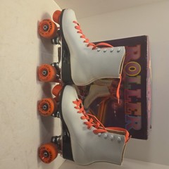 Vintage Roller Star Roller Derby Skates Size 9 White Leather Good Condition