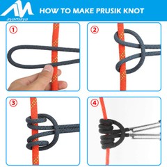 Prusik Cord Pre-Sewn Loop Eye-to-Eye Nylon Rope Outdoor Climbing Arborist Rescue