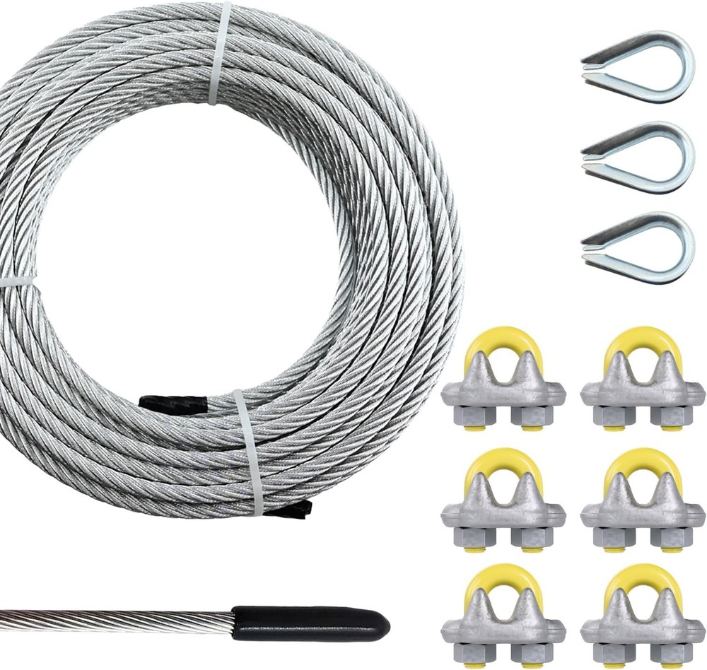 3/8 Steel Cable, 30Ft Wire Rope, 3/8″ Aircraft Cable with 7×19 Strands and