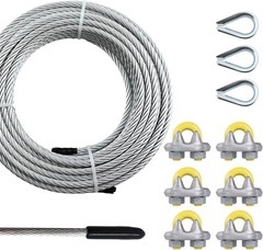 3/8 Steel Cable, 30Ft Wire Rope, 3/8″ Aircraft Cable with 7×19 Strands and