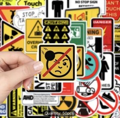 50 warning theme waterproof sticker skateboards bicycle PC Graffiti Decals Mix