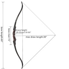 60″ Takedown Recurve Bow 30-60lbs RH Archery Outdoor Bow Hunting Shooting Target