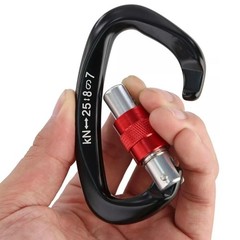 5Pcs Black 25KN D Shape Duty Screwgate Locking Carabiner For Climbing Caving eq