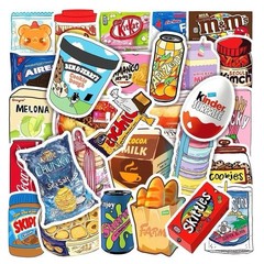 30Pcs Random Kawaii Food Snack Drink Cute Trendy Graffiti Waterproof Stickers