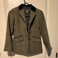 Aubrion Green Wool Plaid Button Jacket, Lined w/ Pockets, Children Size 9-10