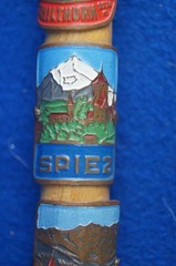 Vintage Miniature Swiss Mountaineering Souvenir Ice Axe Pick ‘Interlaken’ Badges