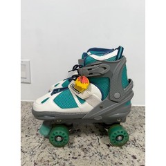 DBX Kids Adjustable Roller Skates Teal White Grey Quad Skates Size 5-8 Max Fit