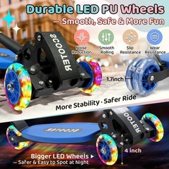Hangmaicome Kick Scooter For Kids Ages 3-12 Stable Three Wheeledlight-Up Wheels