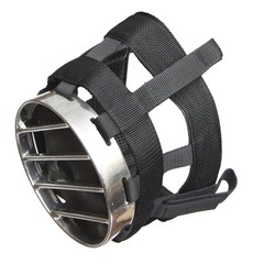 29AI Aluminum Framed Cribbing Biting Muzzle Nylon Web Rubber Padding Black