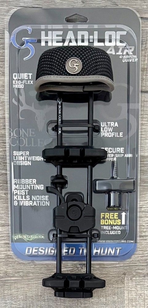 G5 Head-Loc Air Quiver 4 Arrow Black Bow Hunting Quiver Tree Mount – NEW